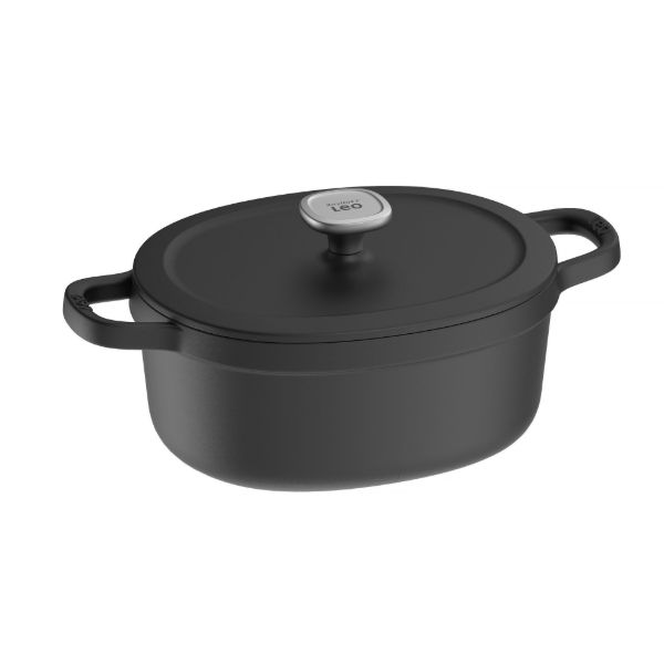 Afbeeldingen van LEO Ovale kookpot met deksel Graphite Cast iron 27x22cm