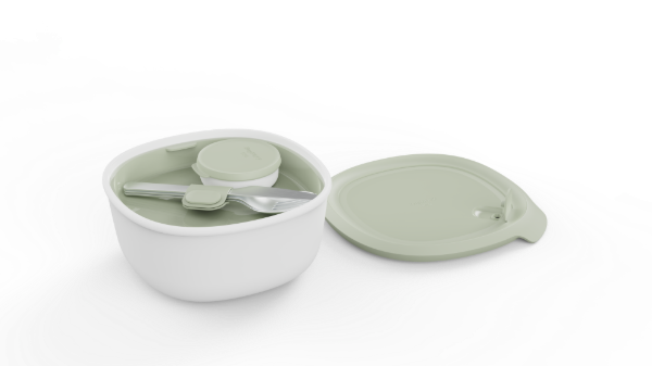 Afbeeldingen van LEO Lunchbox met bestekset Sage