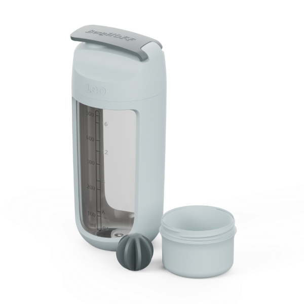 Afbeeldingen van LEO Shaker fles met geïntegreerd poedercompartiment 0,50L Ocean Balance