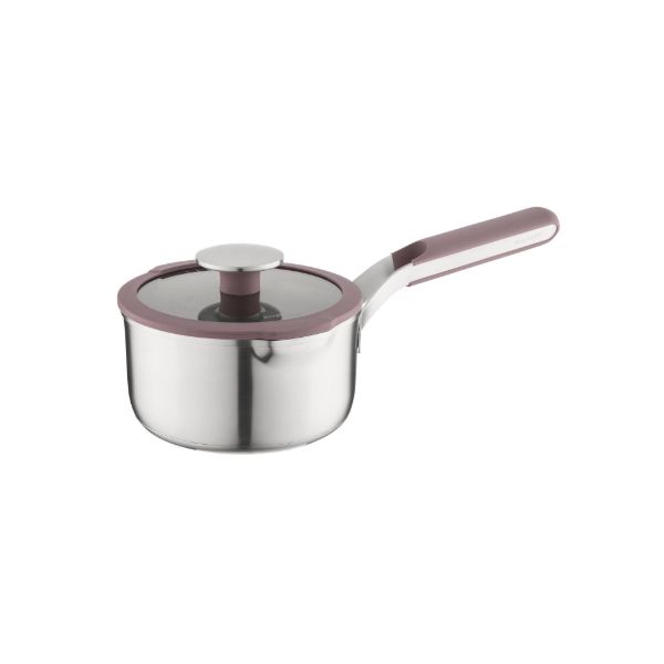 Afbeeldingen van LEO Steelpan met deksel 16 cm Aubergine Elements
